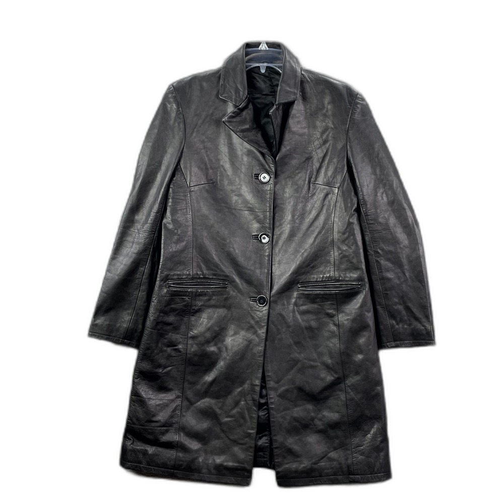 Echtes Leder Leather Jacket Womens Medium Black Notch Lapel Corpore Academia